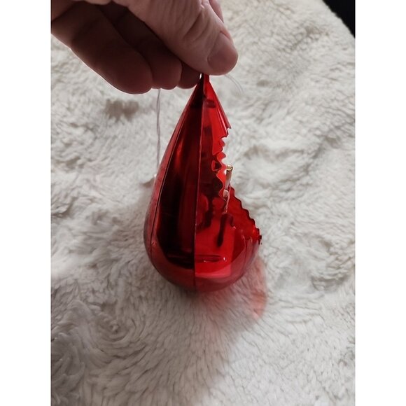 Vintage Jewelbrite Christmas Ornament Teardrop 3-D Diorama Wiseman & Camel Red - Picture 5 of 5